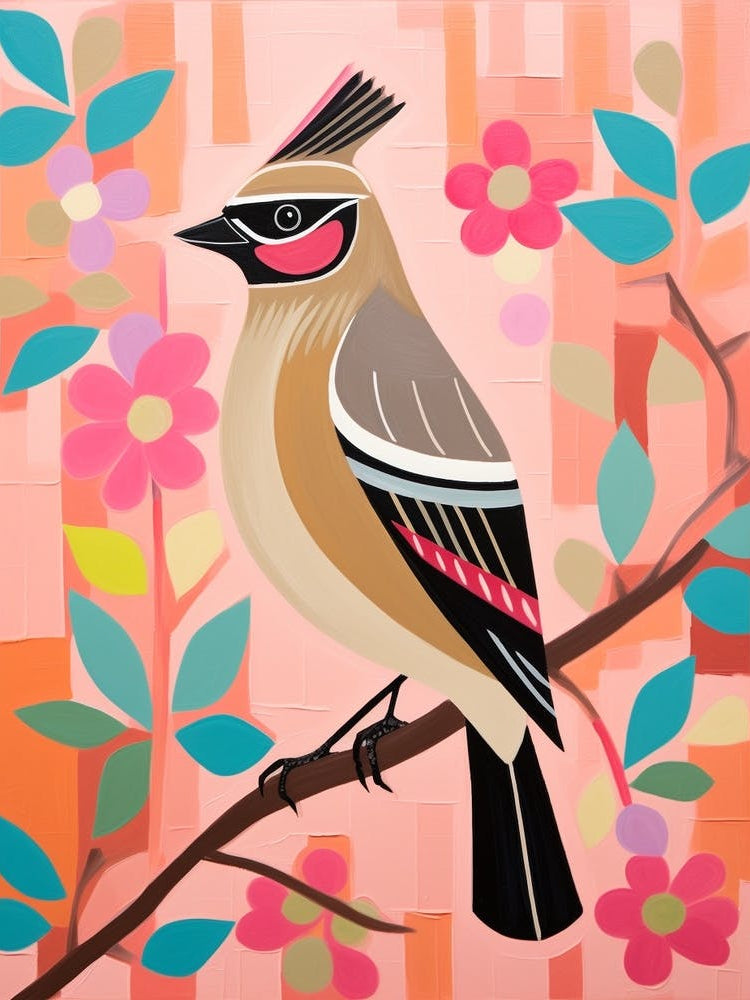 Pink Scandi Cedar Waxwing 1