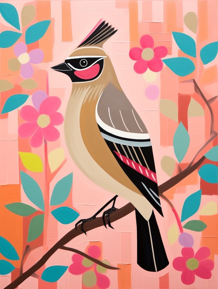 Pink Scandi Cedar Waxwing 1