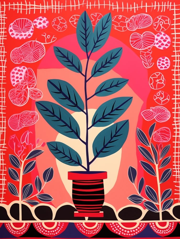 Pink And Red Plant Illustration Zz Plant 5