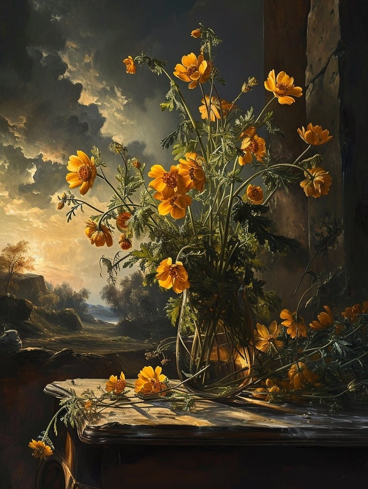 Baroque Floral Still Life Buttercup 1