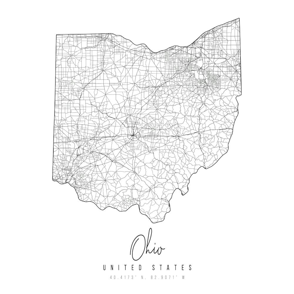 Ohio Minimal Street Map Square