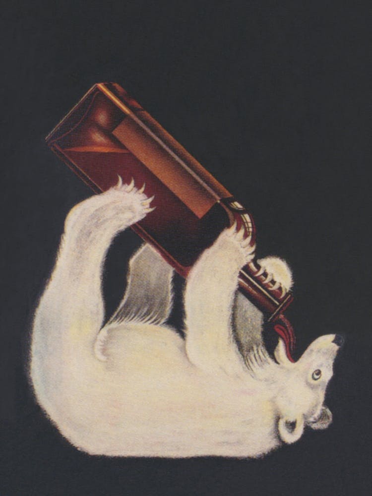 Polar Bear Drinking Beer Vintage Art