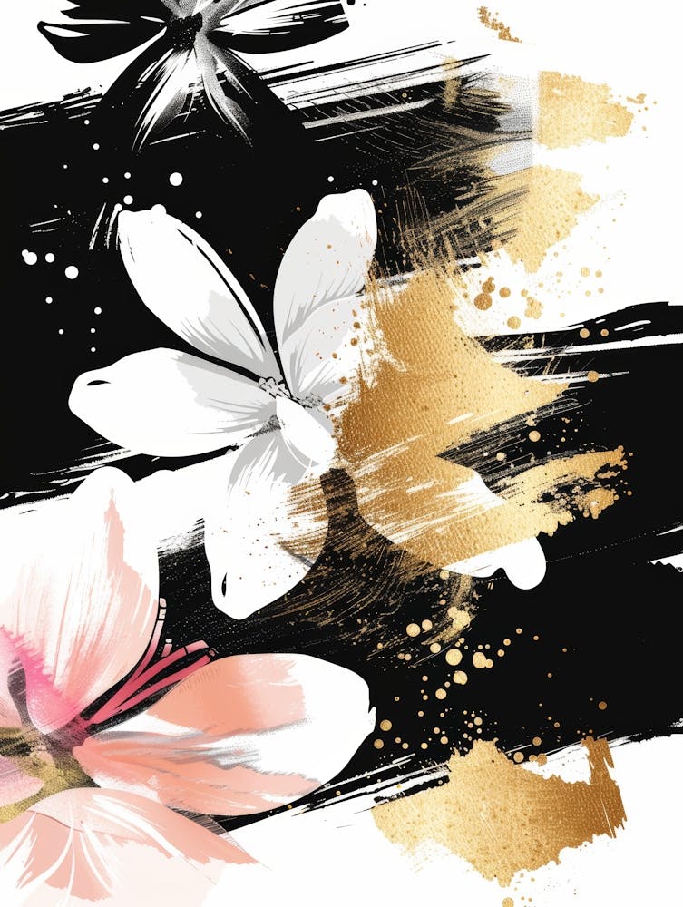 Black And Gold Floral Painting 2