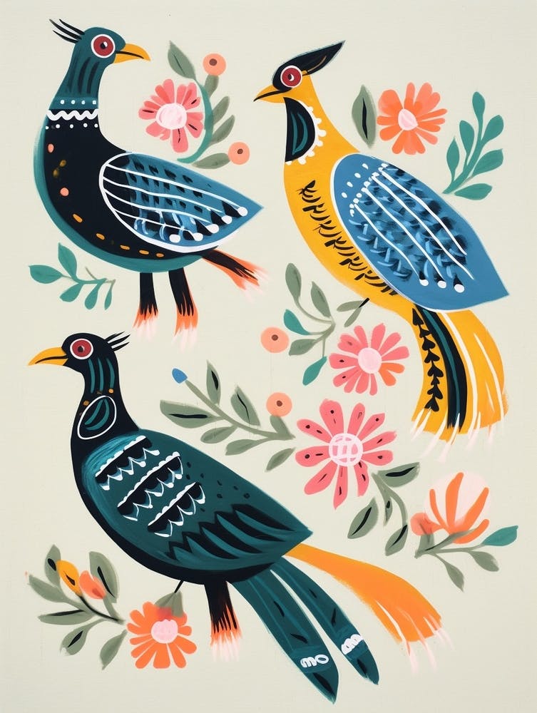 Folk Style Bird Painting Roadrunner 2