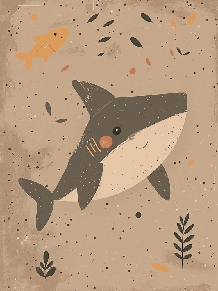 Cute Shark Beige Background 2