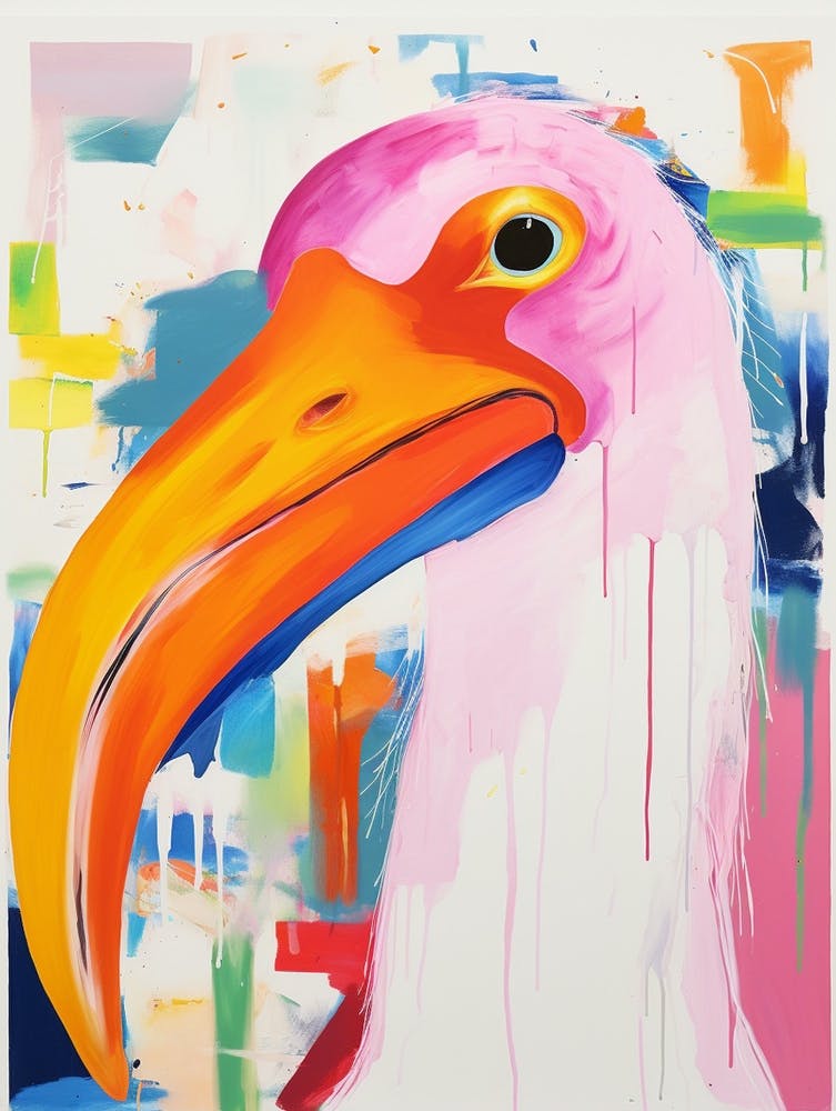 Peinture d'oiseau colorée Cigogne 2