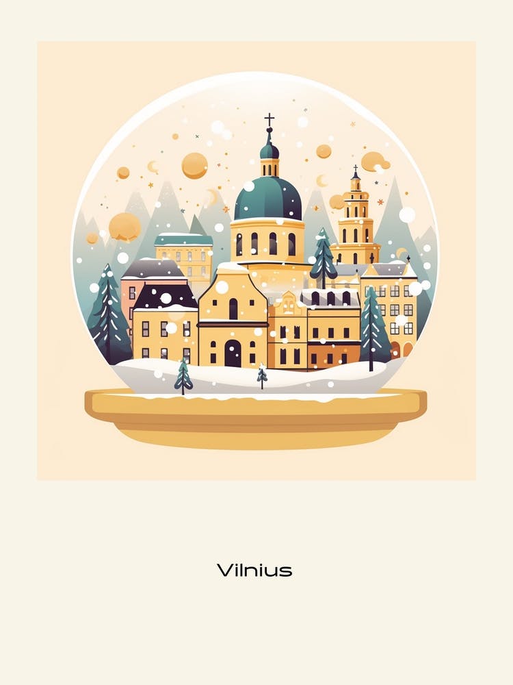 Vilnius Litauen 2 Schneekugel Plakat