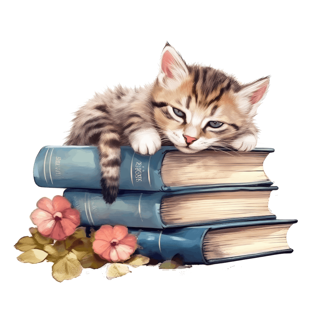 Cat Sleeping On Books 10