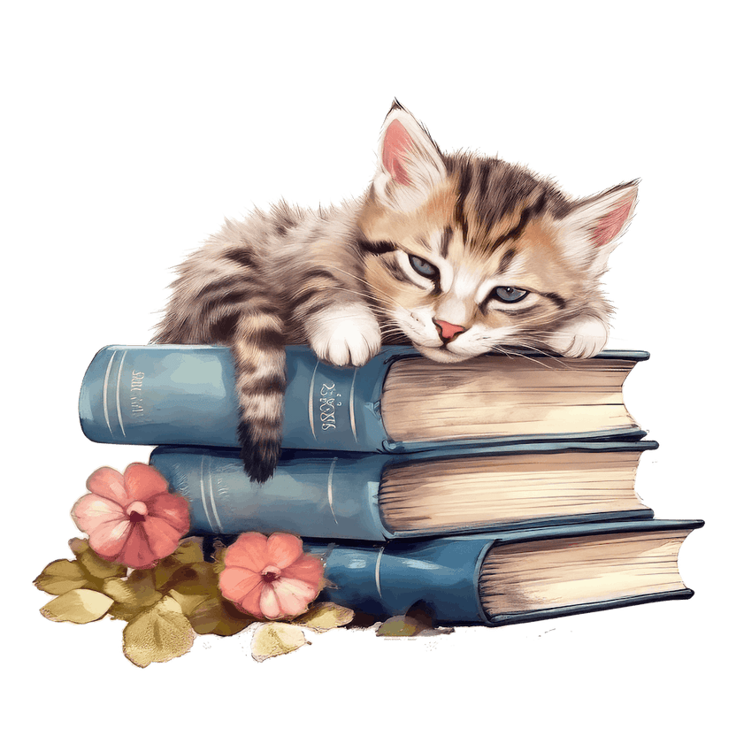 Cat Sleeping On Books 10