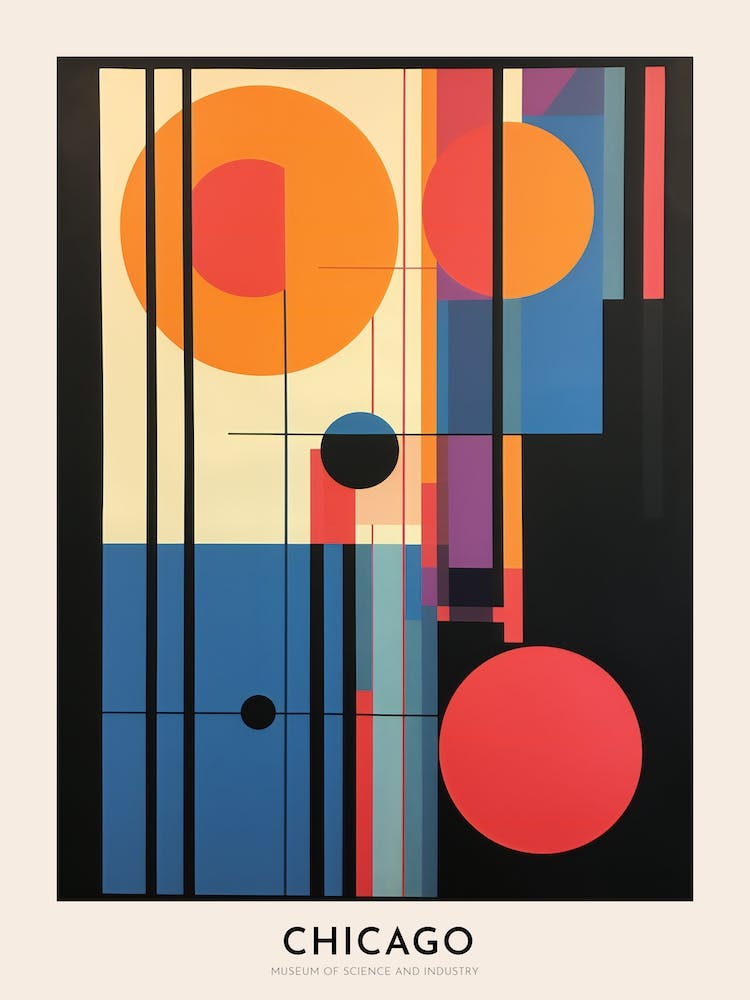 Museum Of Science And Industry Chicago Colourful Travel Poster