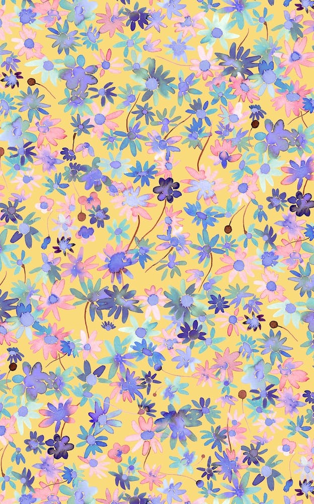 Spring Daisies Floral Mustard