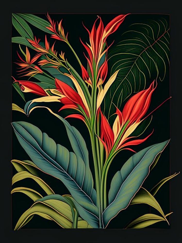 Heliconia 1 Floral Botanical Vintage Poster Flower