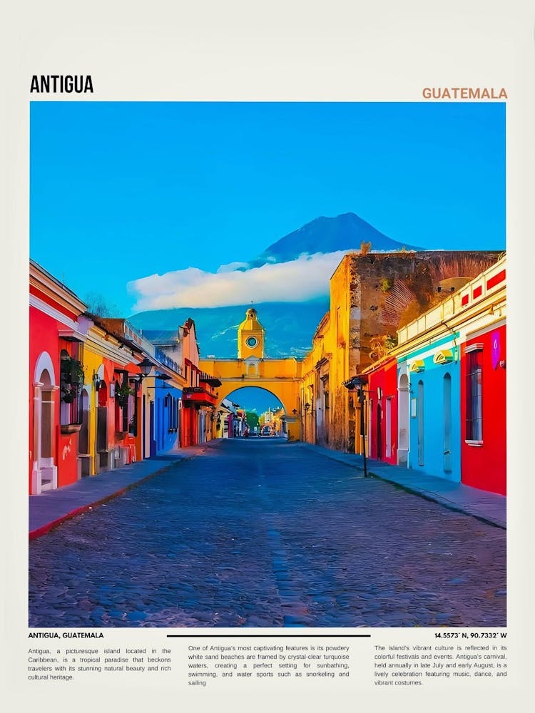 Antigua Guatemala Wall Art Antigua Guatemala Travel Poster Antigua Housewarming Gift 1