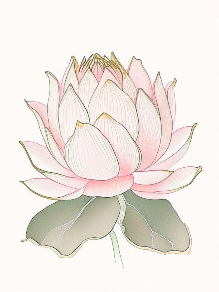 Lotus Flower Pattern Pencil Illustration 1