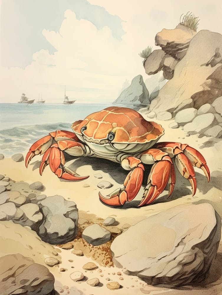 Storybook Animal Watercolour Crab 2