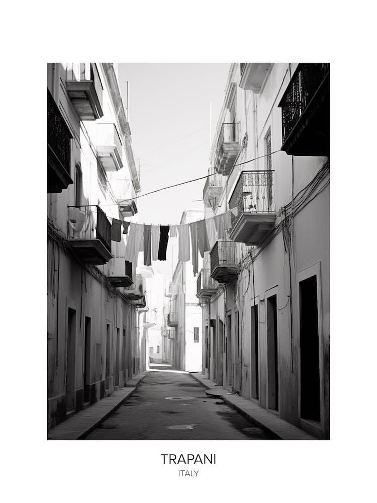 Poster Of Trapani, Italy, Black And White Photo 2