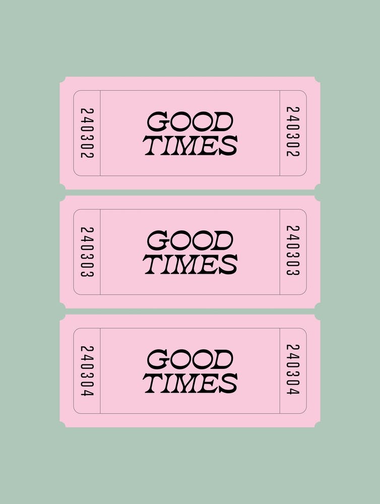 Green And Pink Good Times Retro Ticket