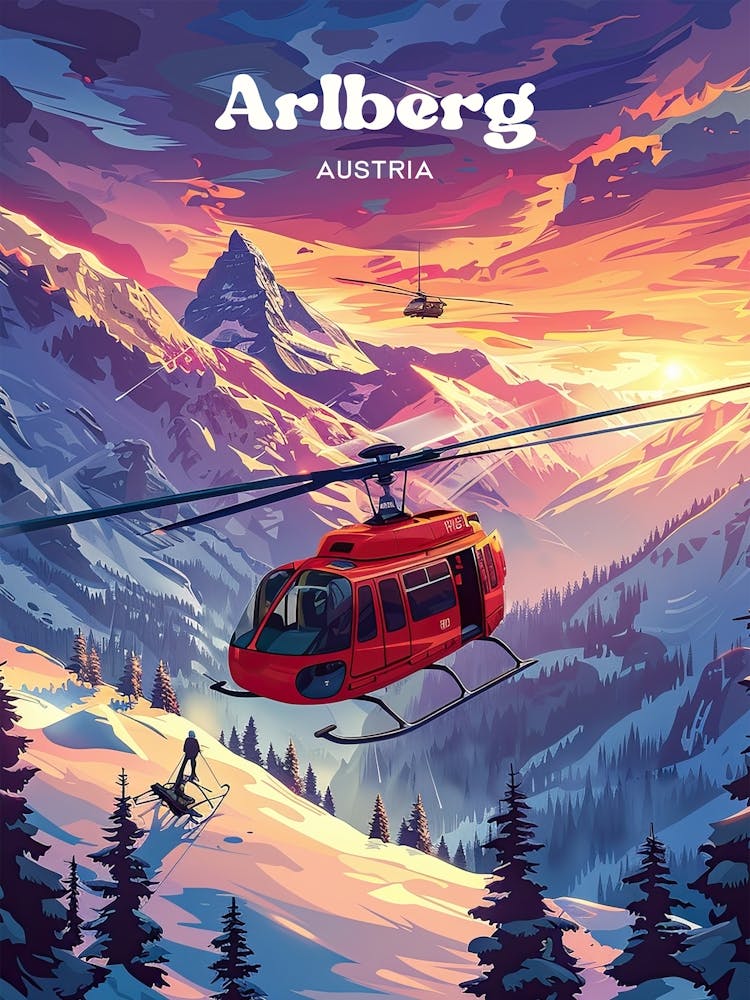 Arlberg Austria Ski Town Digital Travel Art