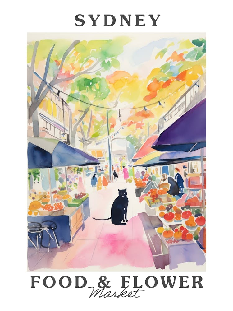 Food Market With Cats In Sydney 3 Poster