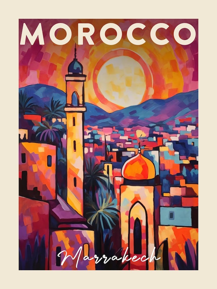 Marrakech Morocco 1 Fauvist Painting Travel Poster