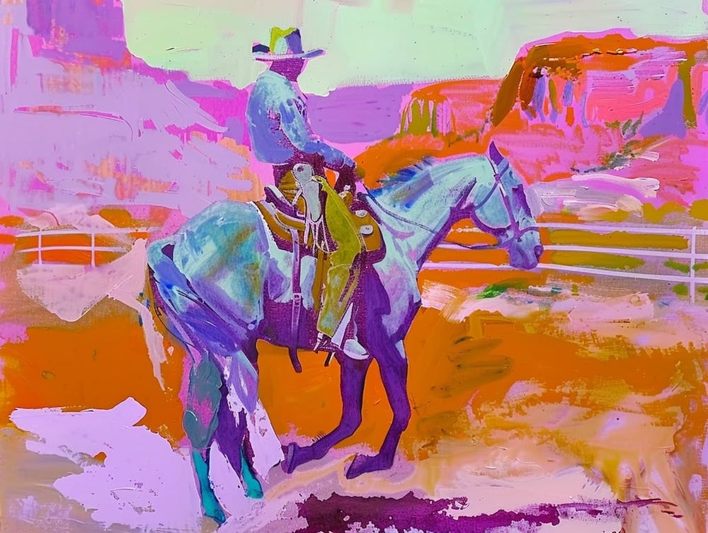 Neon Cowboy In Red Rock Canyon Nevada 2 Painting
