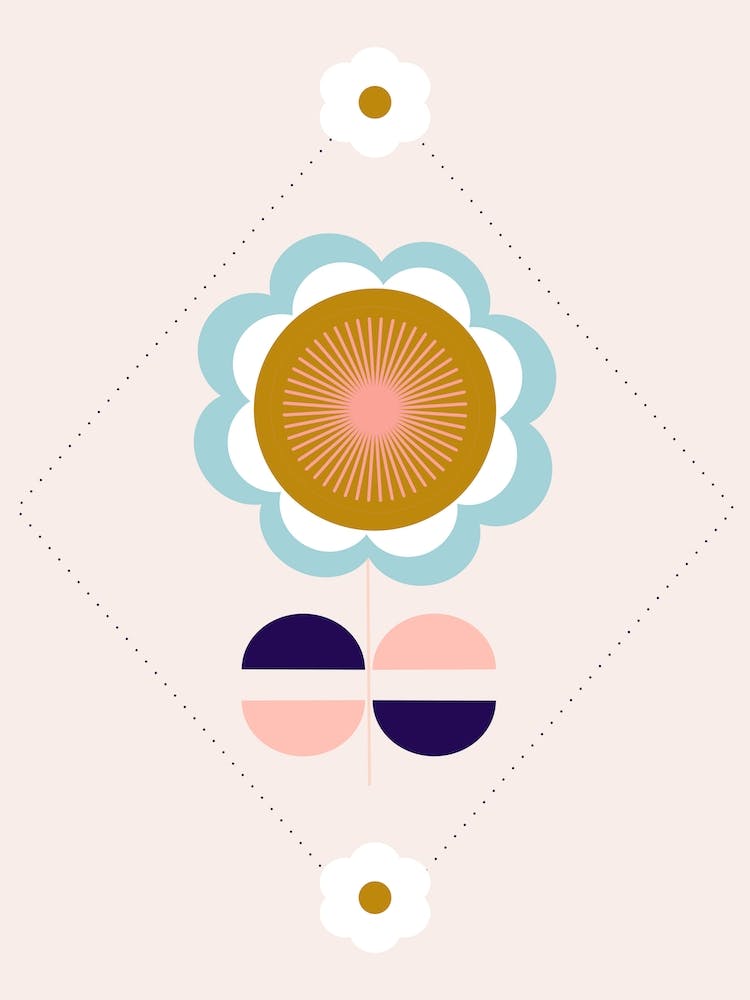 Navy Retro Flower Composition
