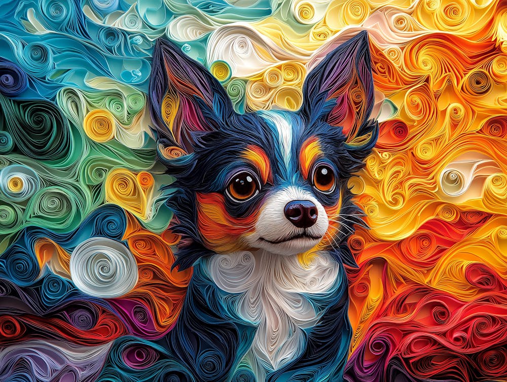 Chihuahua Paper Quill Dog Portrait II