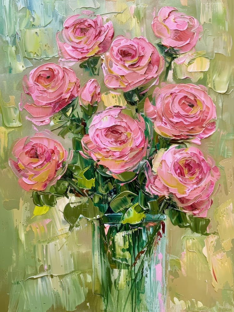 Pink Roses In A Vase 1