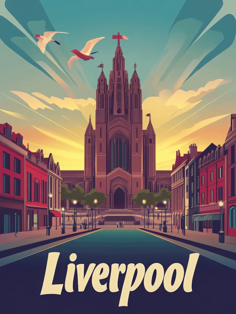 Aihrgdesign A Retro Travel Poster For Liverpool Featuring The C64fa26d 2aca 414a 901d B186f0c93306 2