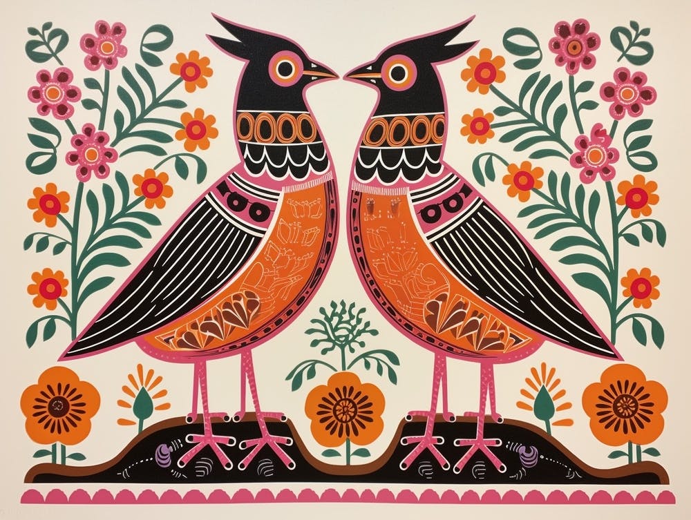 Roadrunner 1 Folk Style Animal Illustration