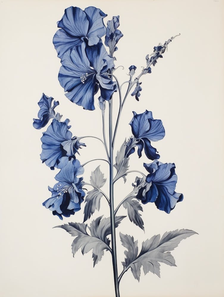 Blue Botanical Delphinium 1