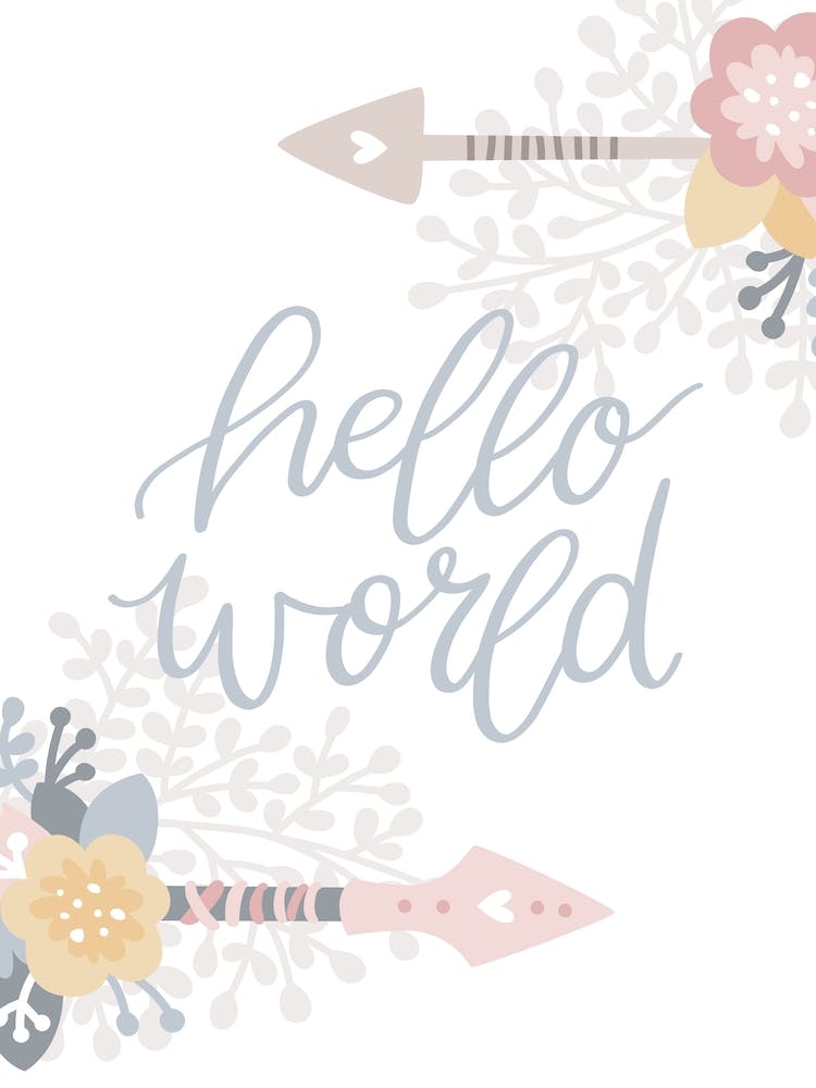 Hello World Arrows Floral Pink Nursery