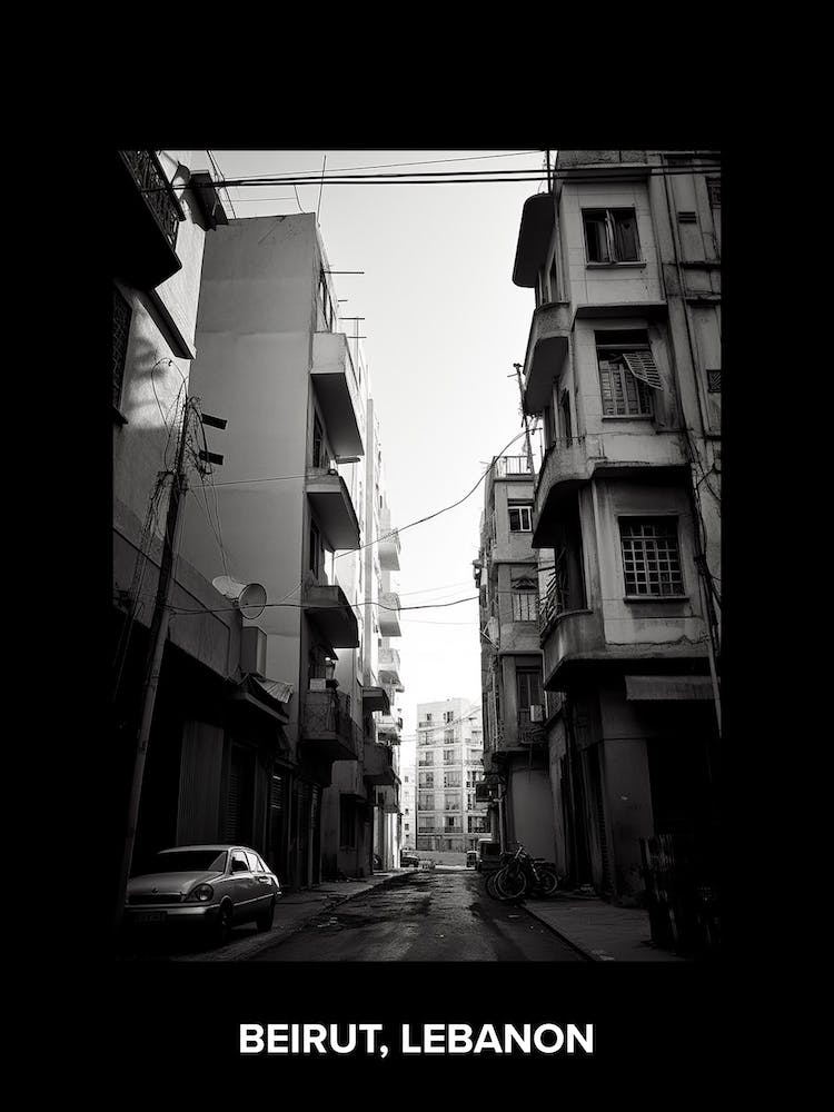 Poster Of Beirut, Lebanon, Mediterranean Black And White Photography Analogue 8