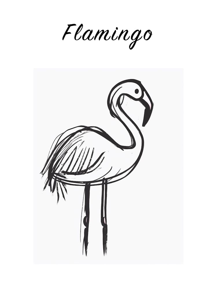 B&W Flamingo Poster