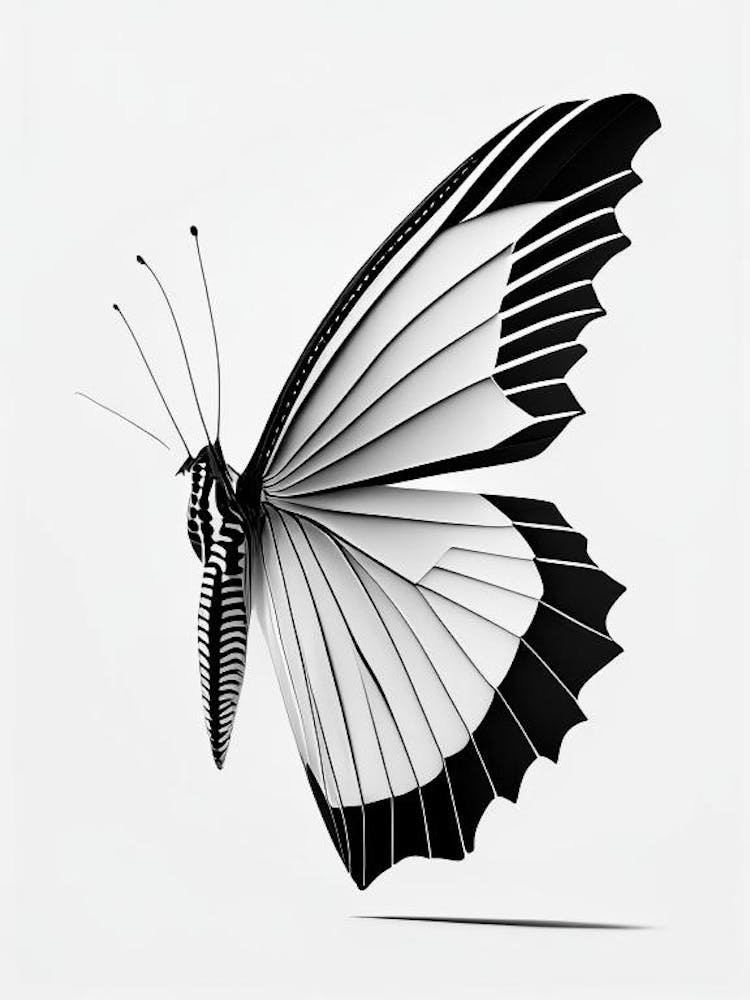 Swallowtail Butterfly Black & White Geometric