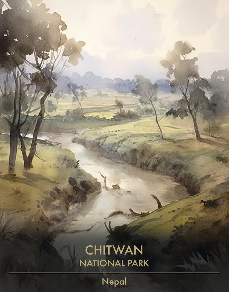 Chitwan National Park Nepal Watercolour 3