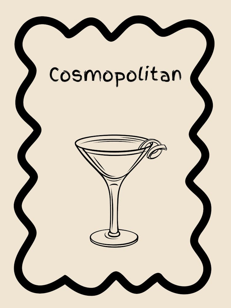 Cosmopolitan Doodle Poster B&W