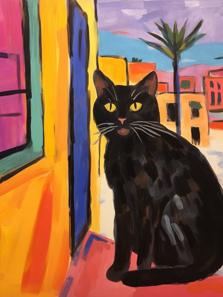 Painting Of A Cat In Luxor Egypt 2