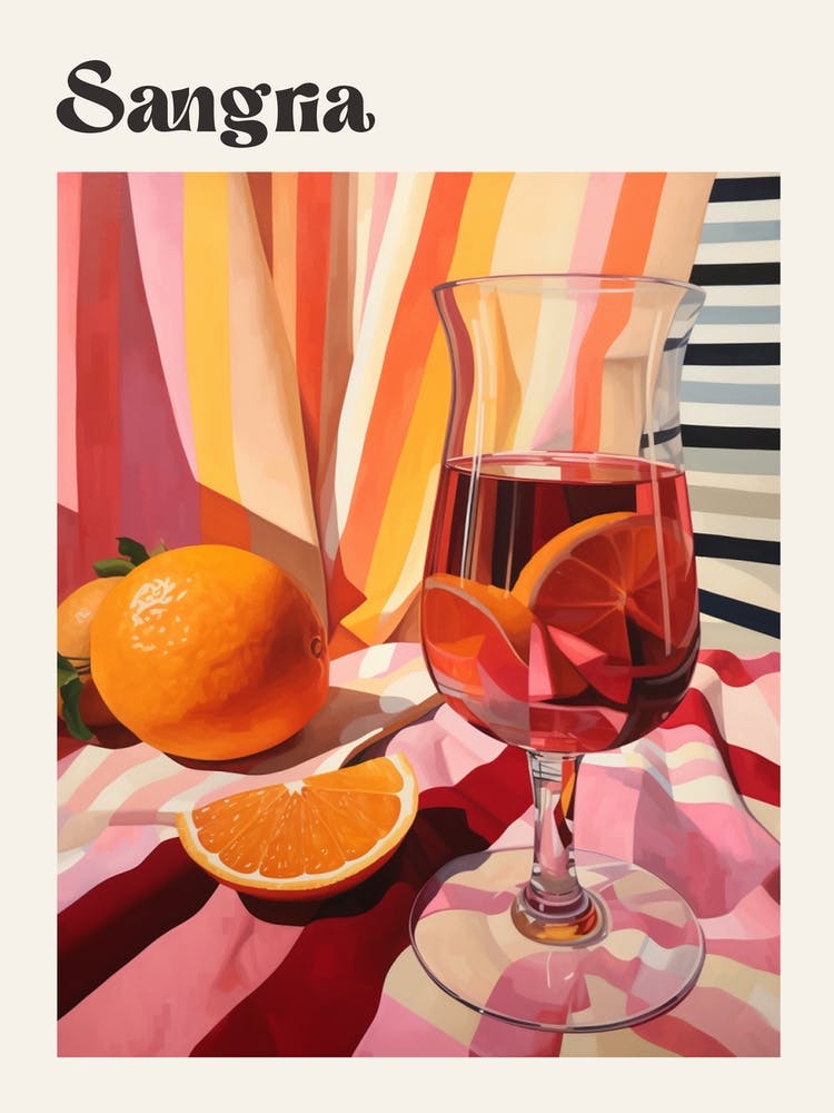 Sangria 2 Retro Cocktail Poster