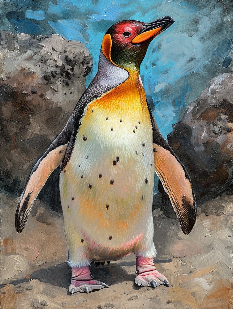 Galapagos Penguin Volunteer Point Colour Block Painting 2