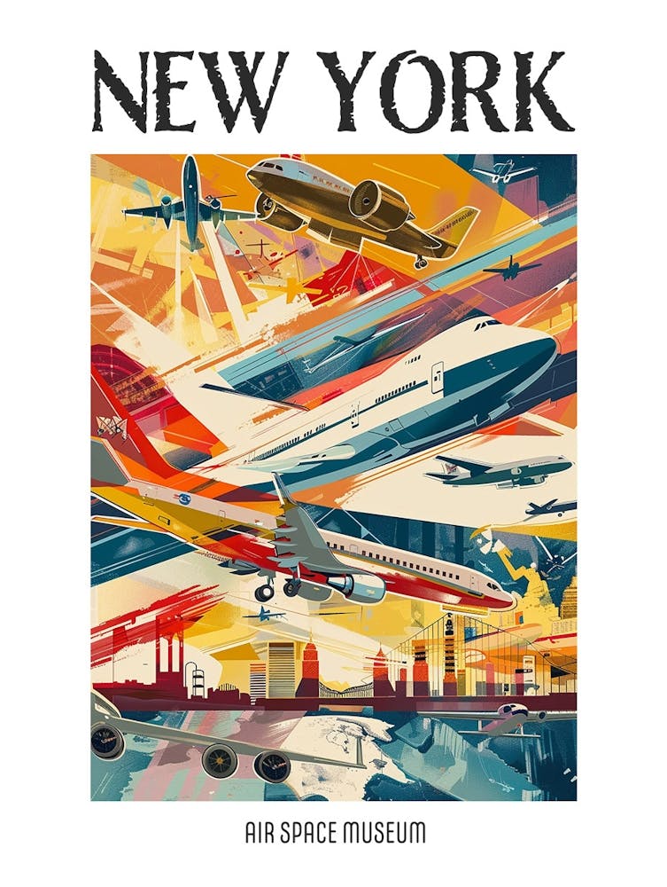 Air Space Museum New York Colourful Silkscreen Illustration 3 Poster