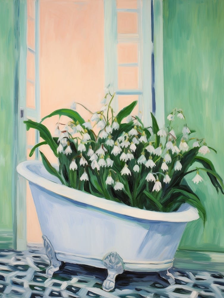 A Bathtube Full Lily Of The Valley In A Bathroom 2