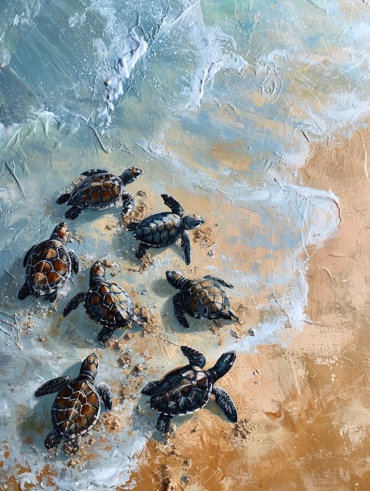 Baby Turtles Making Their Way To The Ocean 2