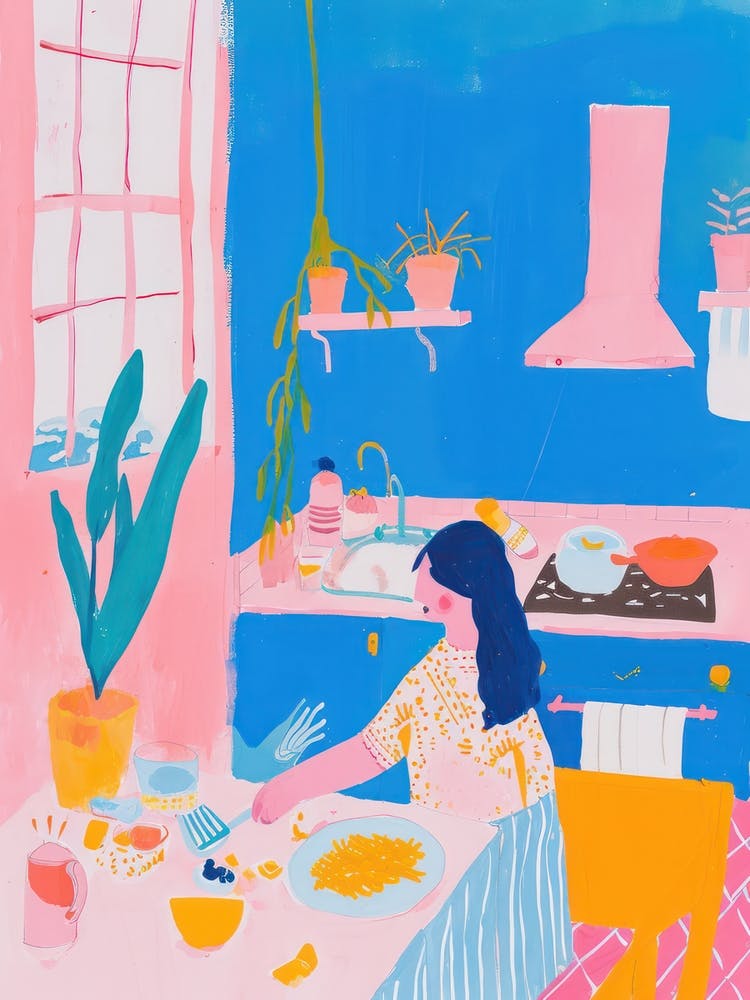 Girl Cooking Lo Fi Kawaii Illustration 1