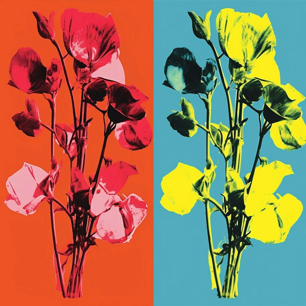 Andy Warhol Style Pop Art Flowers Sweet Pea 3 Square