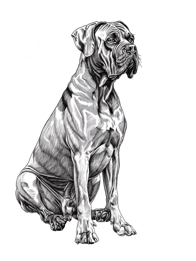 Cane Corso Dog Line Sketch