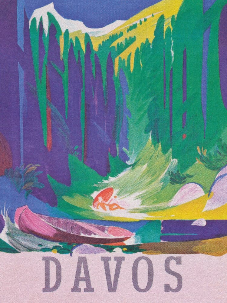 Davos Switzerland Colorful Vintage Travel Poster