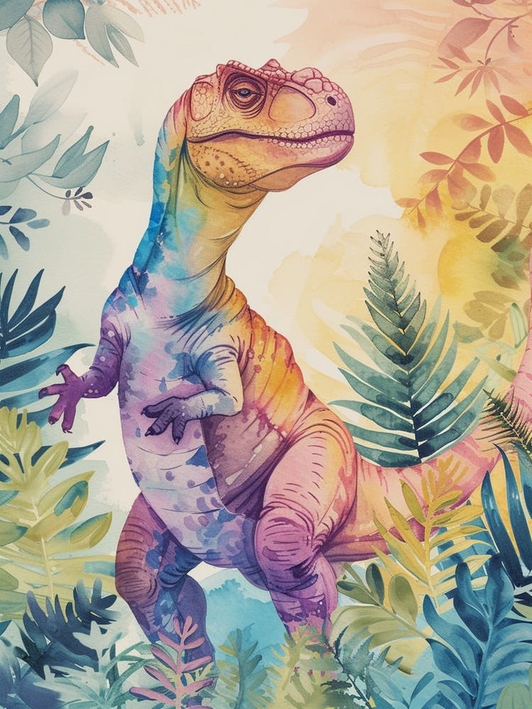 Pastel Rainbow Allosaurus Dinosaur 1