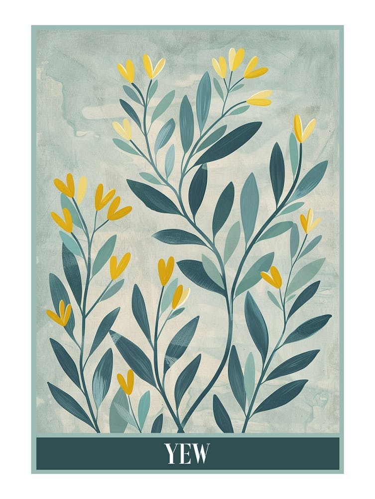 Yew Tree Flat Illustration 4 Poster