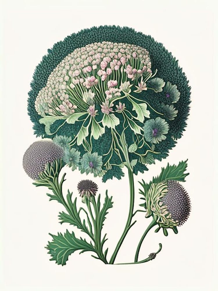 Scabiosa 3 Florales Botanisches Vintage-Poster Blume